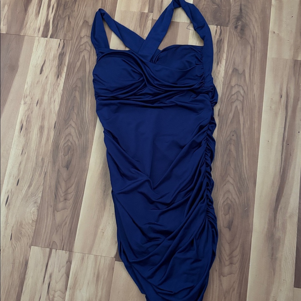 Sabora Navy Blue Ruched Dress